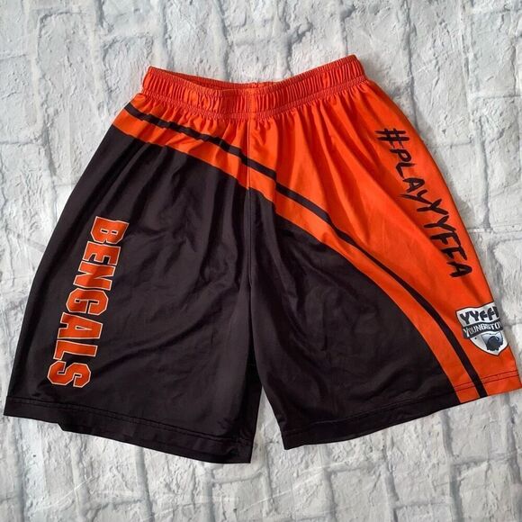 Cincinnati Bengals adult S pull on elastic waist flag  football shorts - Picture 1 of 5